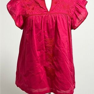 Chic Fuchsia Embroidered Blouse